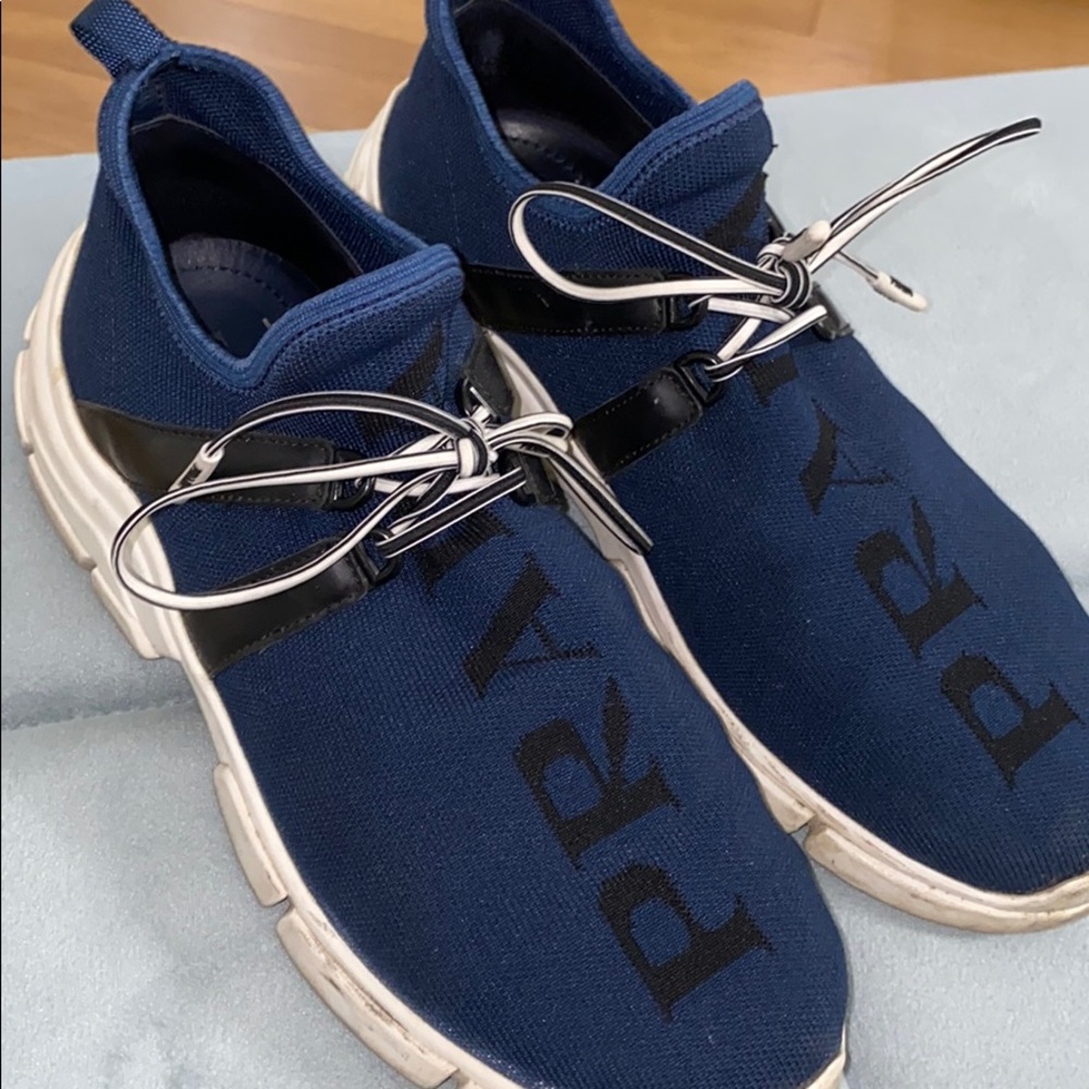 Pre owned Prada XY Logo Knit Sneakers 38